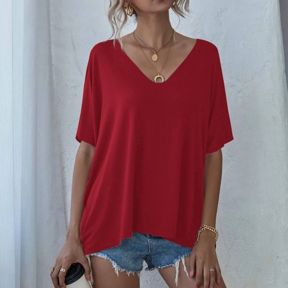 Cozy V neck Classic Dolman Sleeve Oversized Top - Picture 5 of 10